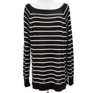 Lafayette 148 Lightweight Boat Neck Striped Silk Blend Sweater Size XL